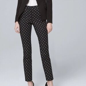 ELLEN TRACY 8 Black & Tan Cotton Polka Dot Pull-On Ankle Pants‎